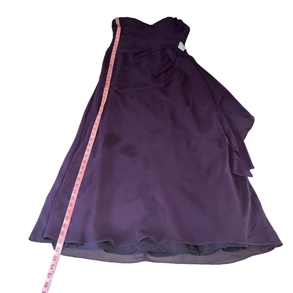 Bill Levkoff Violet/Purple/Eggplant Sweetheart Strapless Chiffon Long Gown Dress - Picture 8 of 15